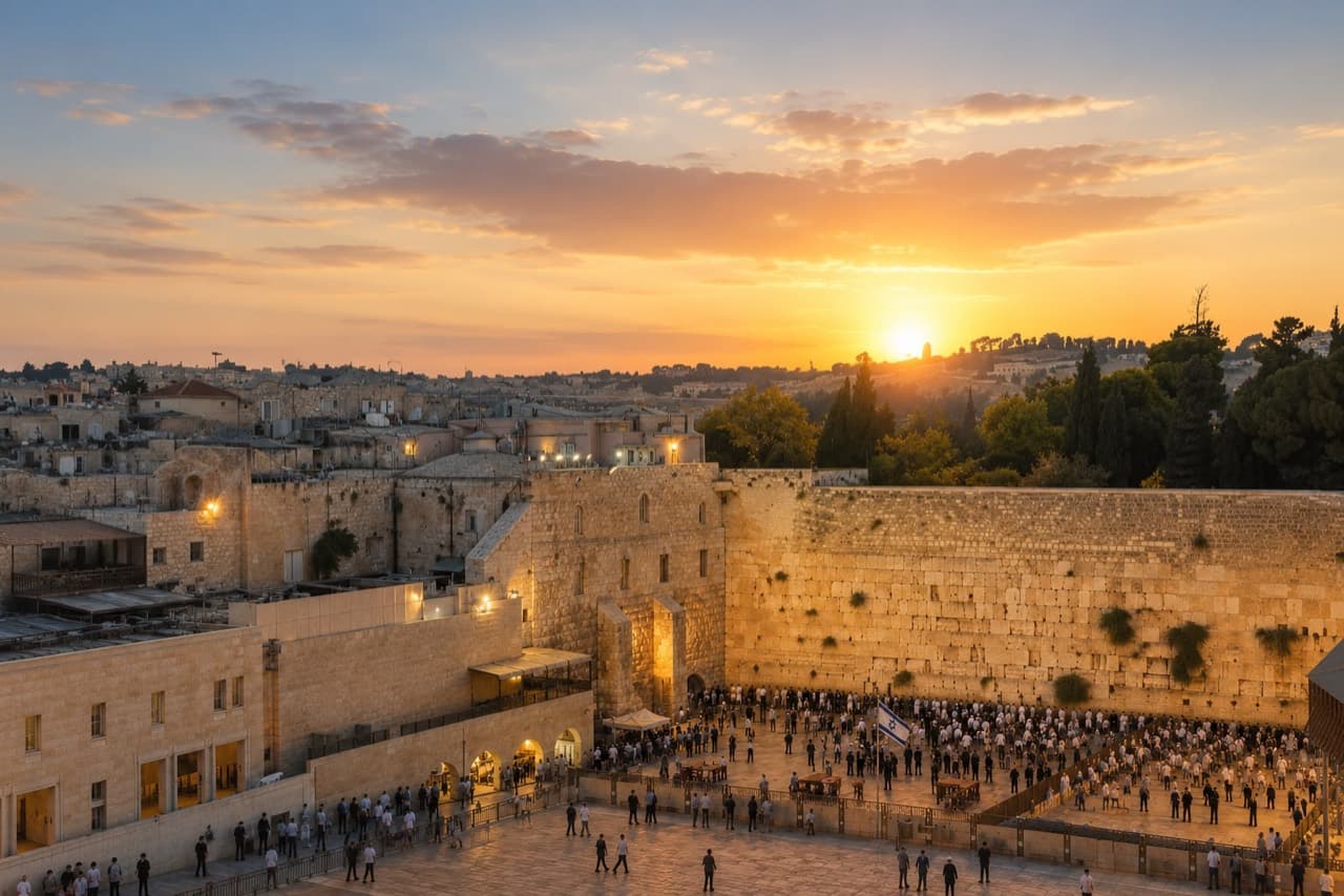 Jérusalem et le Kotel au coucher du soleil